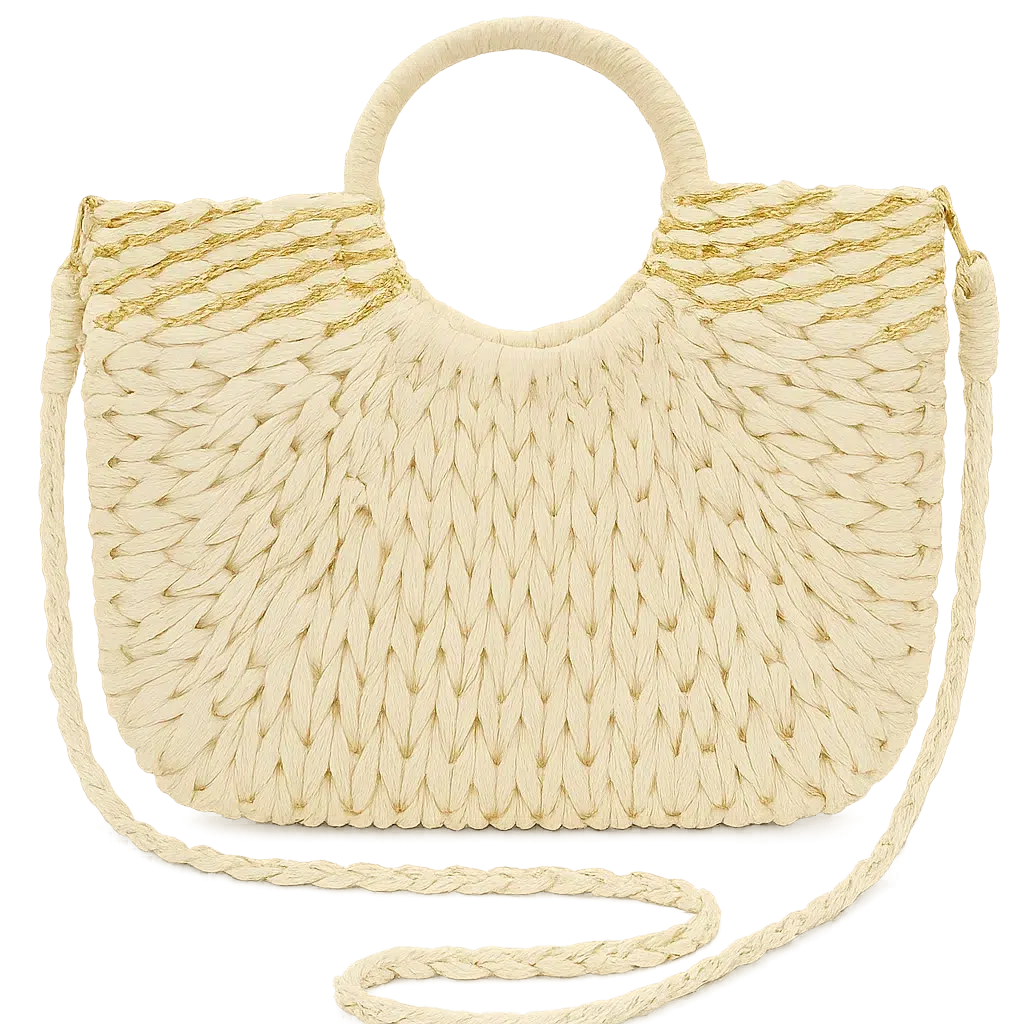 Sac cabas tressé doré – Édition été